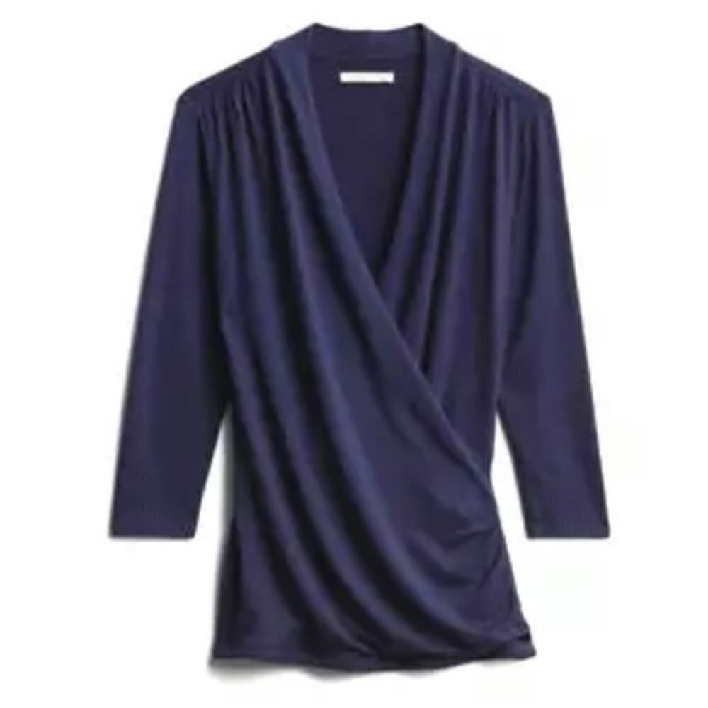 41 Hawthorn Henri Surplice Wrap Ruched Knit Top XS